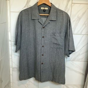 Tommy Bahama men’s large 100 percent silk short sleeve button front shirt